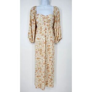 Billabong Floral Square Neck Midi Dress Womens Large Boho Beachy Resort Vacation